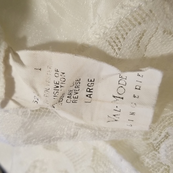 SEXY LACE LARGE VINTAGE Y2K VAL MODE WHITE FLORAL SATINY CHEMISE BABYDOLL NWOT - Picture 14 of 14